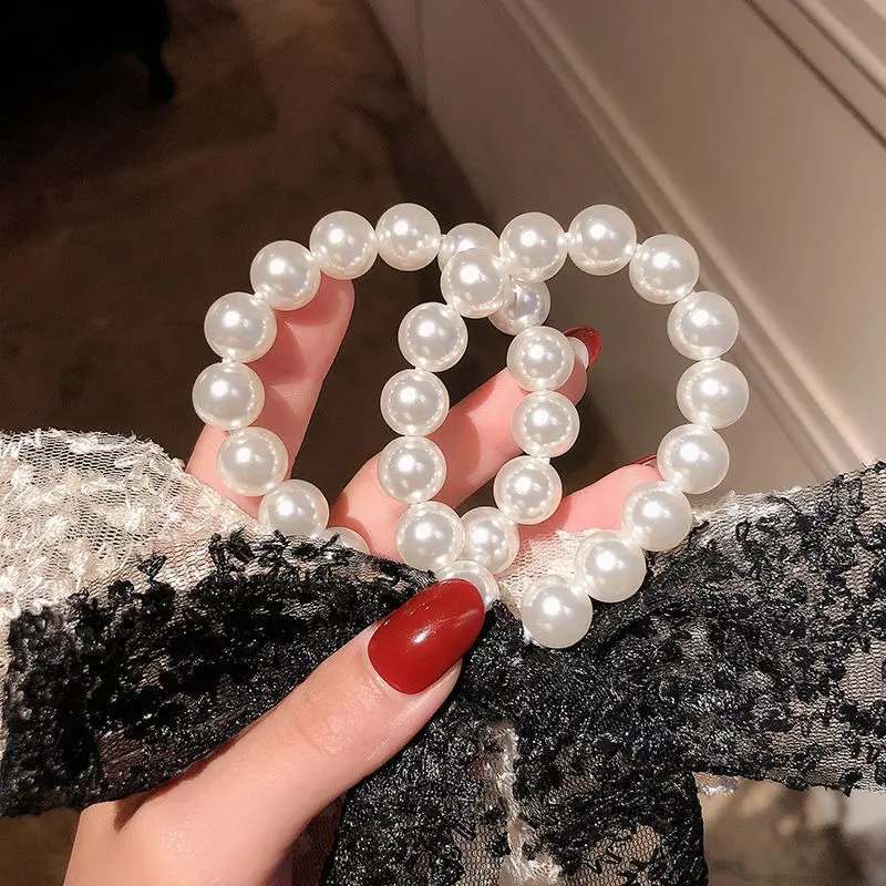 Fashion Elegant Lace Embroidery Pearl Bow Hair Ties Lace Retro Headdress Hair Ties Sweet Girls Princess Hair Accessories Gift