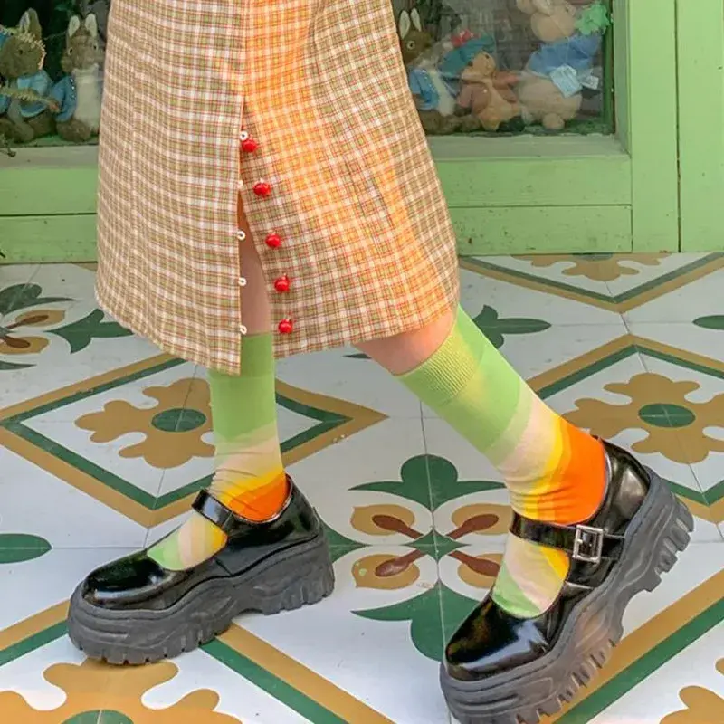 Spring Couple Middle Tube Socks Women Female Flowers Animals Fish Eggs Cotton Creative Hot Women's Long Socks for 4 Seasons