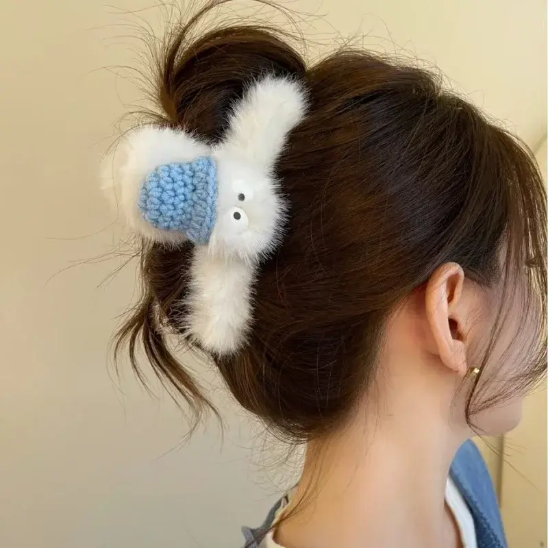 New Arrival Autumn and Winter High-end Plush Elf Hair Claw Cute Large Shark Clip for Back of Head Lovely Claw Clip