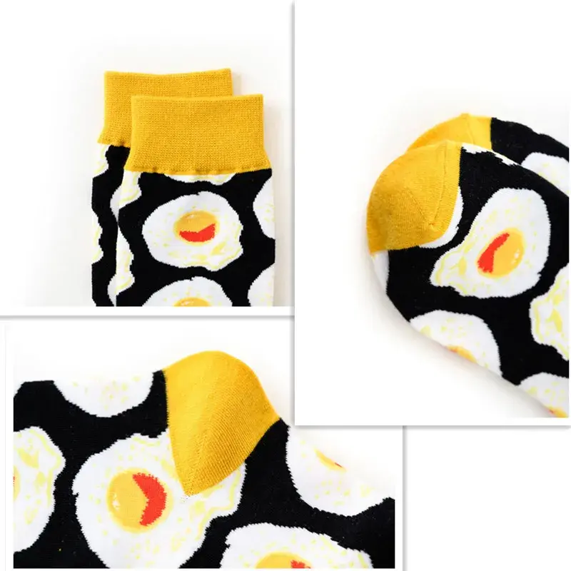 Spring Couple Middle Tube Socks Women Female Flowers Animals Fish Eggs Cotton Creative Hot Women's Long Socks for 4 Seasons