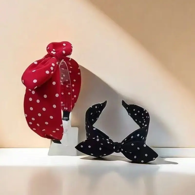 Ins New Fashion Red Hairband Women Versatile Bow Headband with Wide Edge Korean Style Vintage Hair Accessories