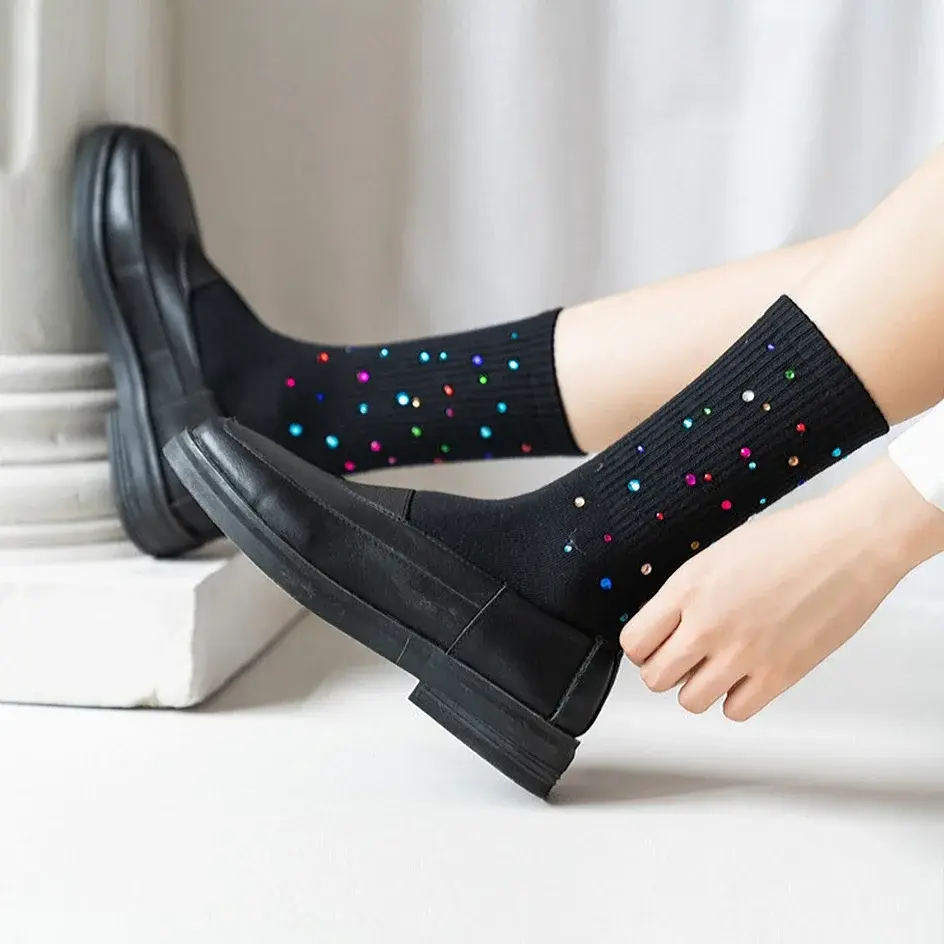 Sexy Diamond Sparkly Socks Women Fashion Winter Glitter Socks Breathable Shiny Stockings Female Harajuku Rhinestone Loose Socks