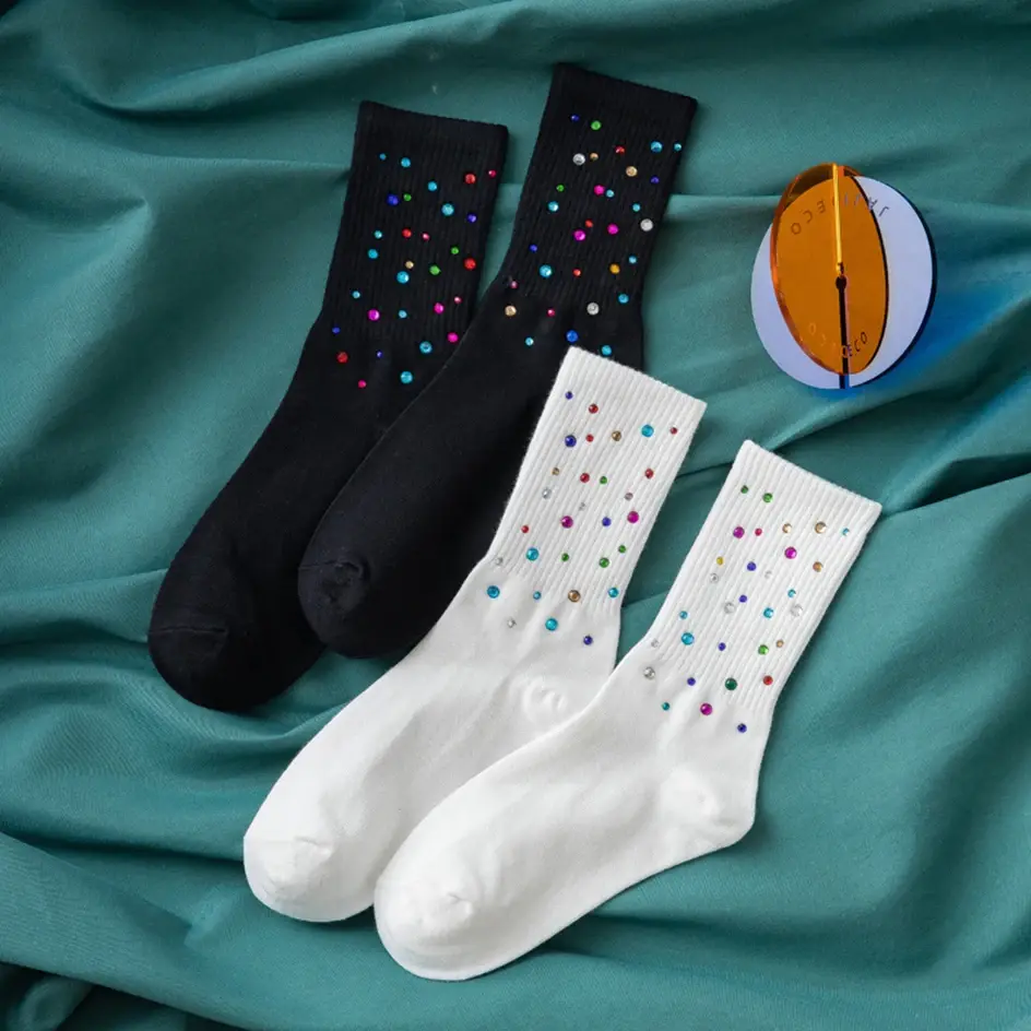 Sexy Diamond Sparkly Socks Women Fashion Winter Glitter Socks Breathable Shiny Stockings Female Harajuku Rhinestone Loose Socks