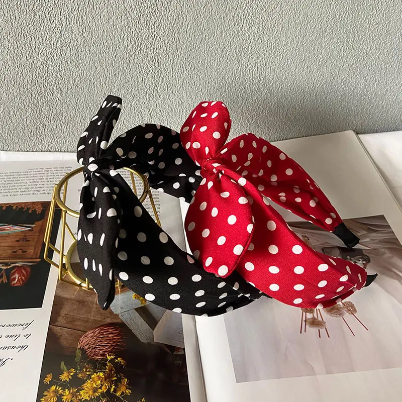 Ins New Fashion Red Hairband Women Versatile Bow Headband with Wide Edge Korean Style Vintage Hair Accessories