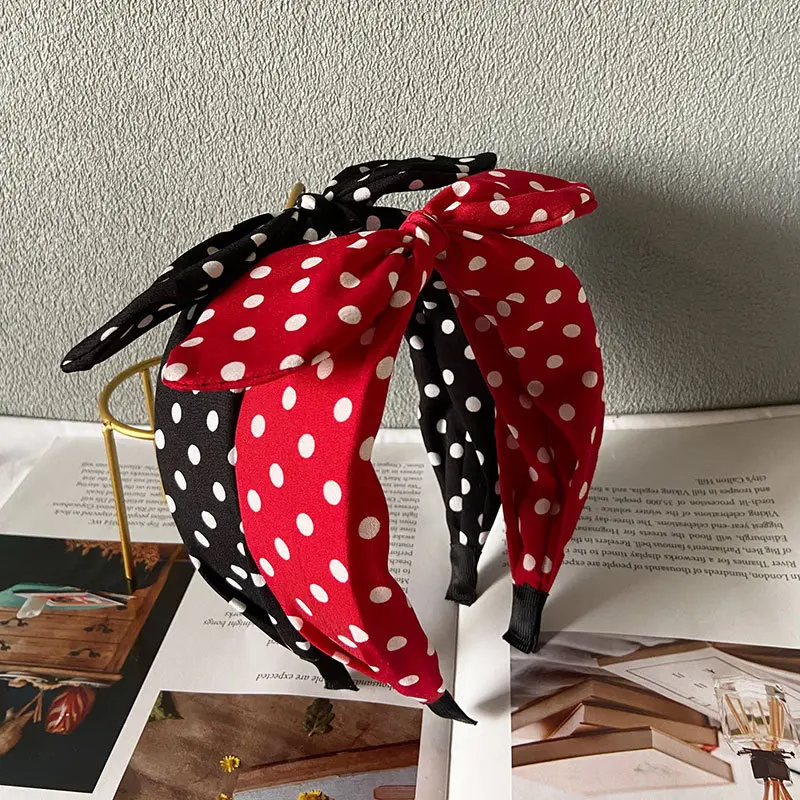Ins New Fashion Red Hairband Women Versatile Bow Headband with Wide Edge Korean Style Vintage Hair Accessories