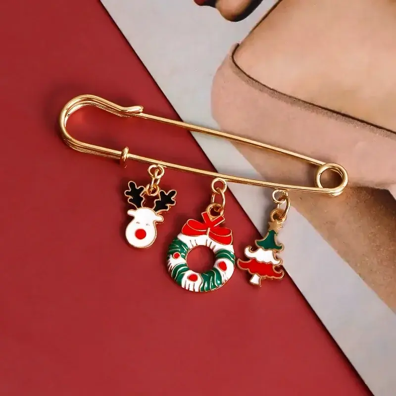 Lovely Enamel Christmas Santa Claus Snowman Pendants Brooch Badge Xmas Laple Pin New Year Party Jewelry Gifts for Women Men Kids