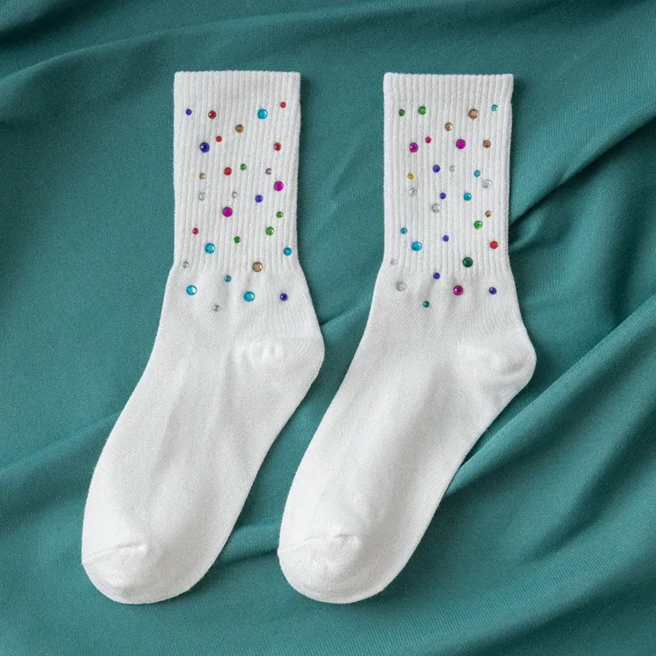 Sexy Diamond Sparkly Socks Women Fashion Winter Glitter Socks Breathable Shiny Stockings Female Harajuku Rhinestone Loose Socks