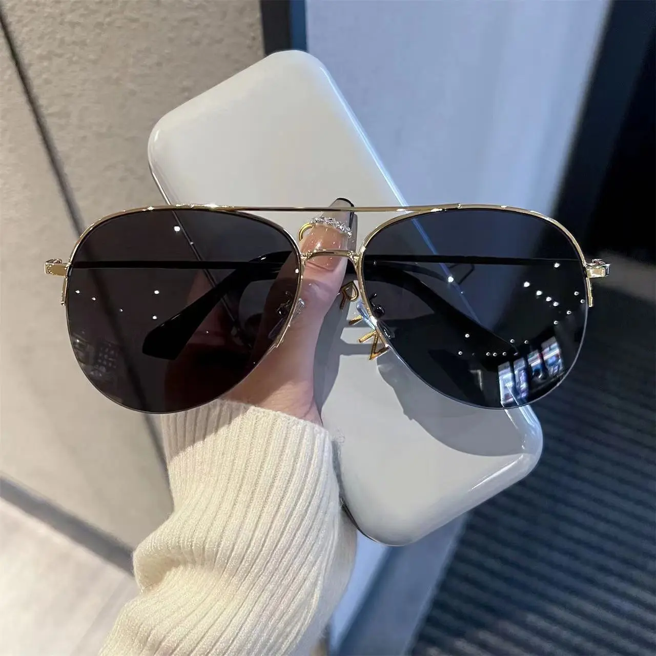 New Fashion Gradient Sunglasses for Men Big Frame Riding Pilot Sun Glasses  Design Anti-reflective Lunette De Soleil Homme UV400