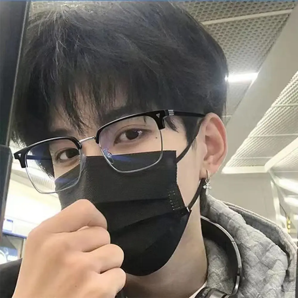 New Fashion Man Photochromic Colored Glasses Half Frame Anti Blue Light Discoloration Eyepiece Computer Transparent Sunglasses