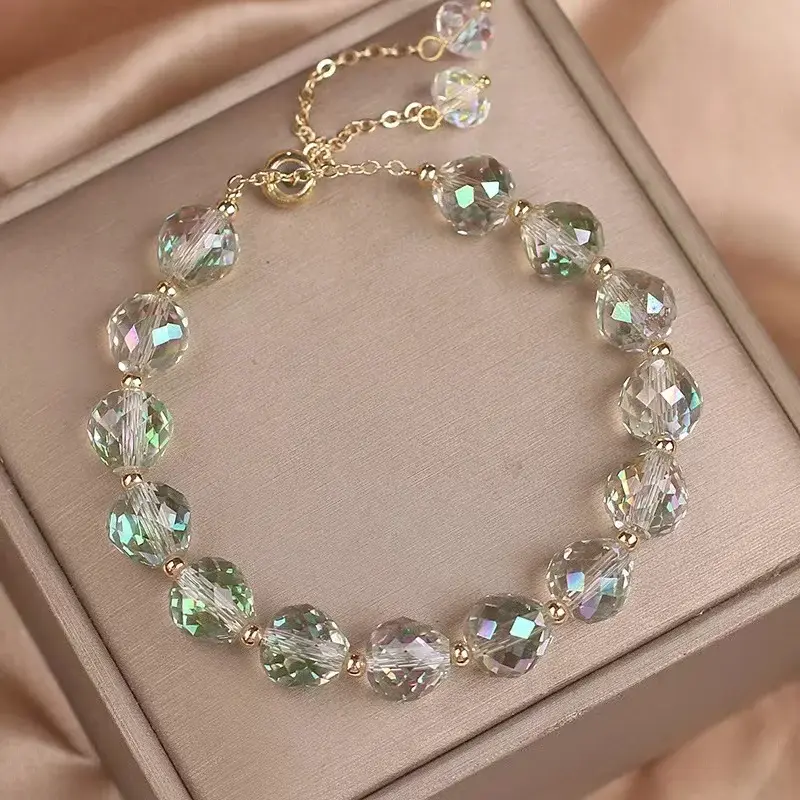 Fashion Artificial Crystal Bracelet New Shiny Stone Beads Rope Chain Adjustable Women Bracelets Jewelry Party Gift
