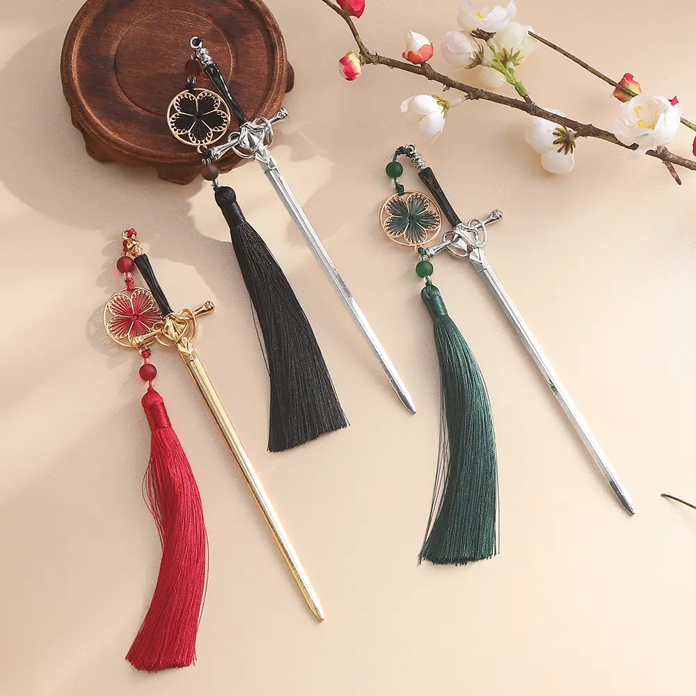 Retro Antique Metal Sword Hairpin Women's Fashion Chinese Simple Creative Pan Hairpin Jewelry Temperament Headwear Accessories