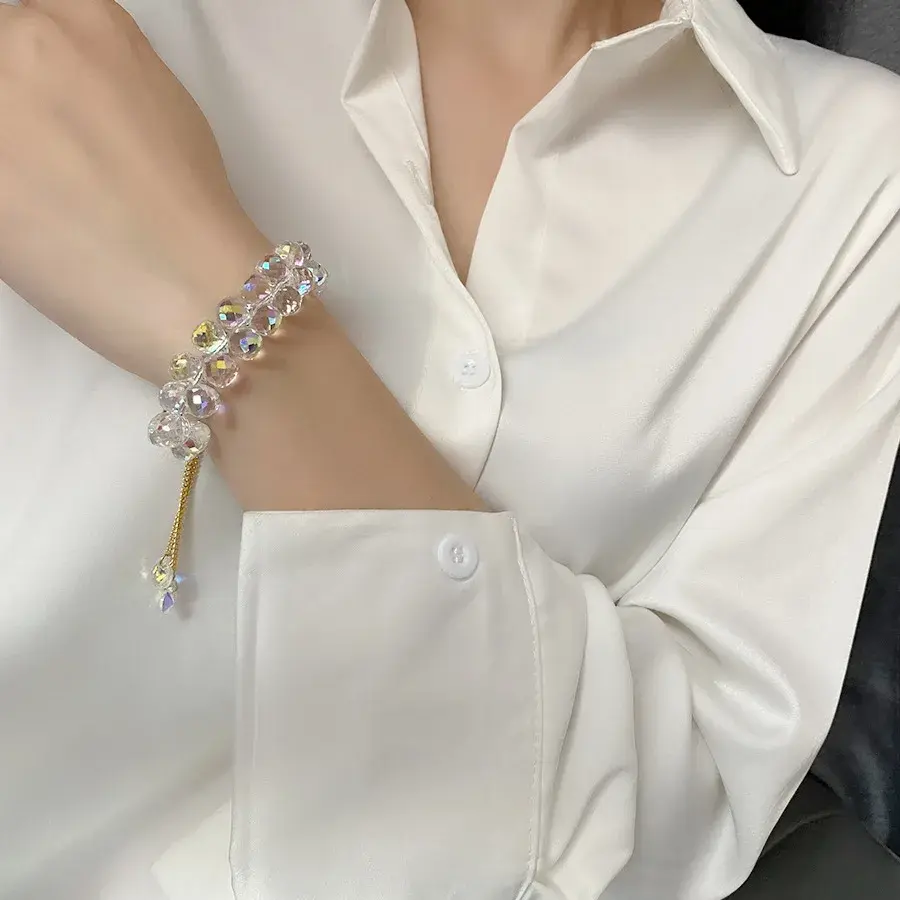 Fashion Artificial Crystal Bracelet New Shiny Stone Beads Rope Chain Adjustable Women Bracelets Jewelry Party Gift