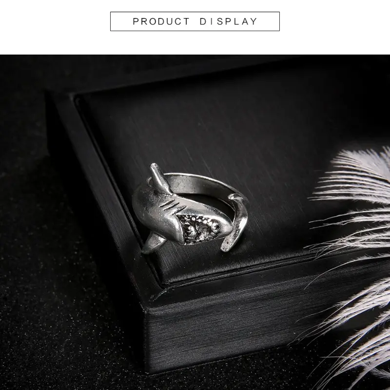 Fashion Shark Modeling Retro Rings Men Women Adjustable Open Mouth Vintage Rings Jewelry Friends Gift