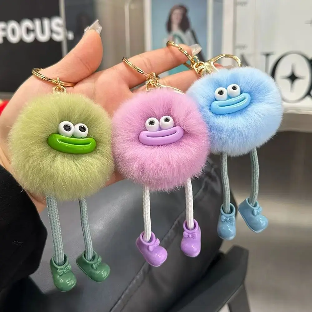 Cute Lazy Rabbit Fur Small Briquettes Fashion Key Chains Small Briquettes Car Keychain Pendant Korean Plush School Bag Pendant