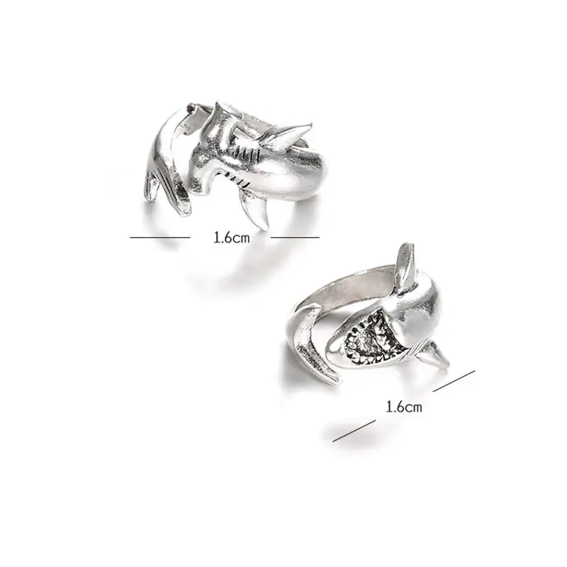 Fashion Shark Modeling Retro Rings Men Women Adjustable Open Mouth Vintage Rings Jewelry Friends Gift