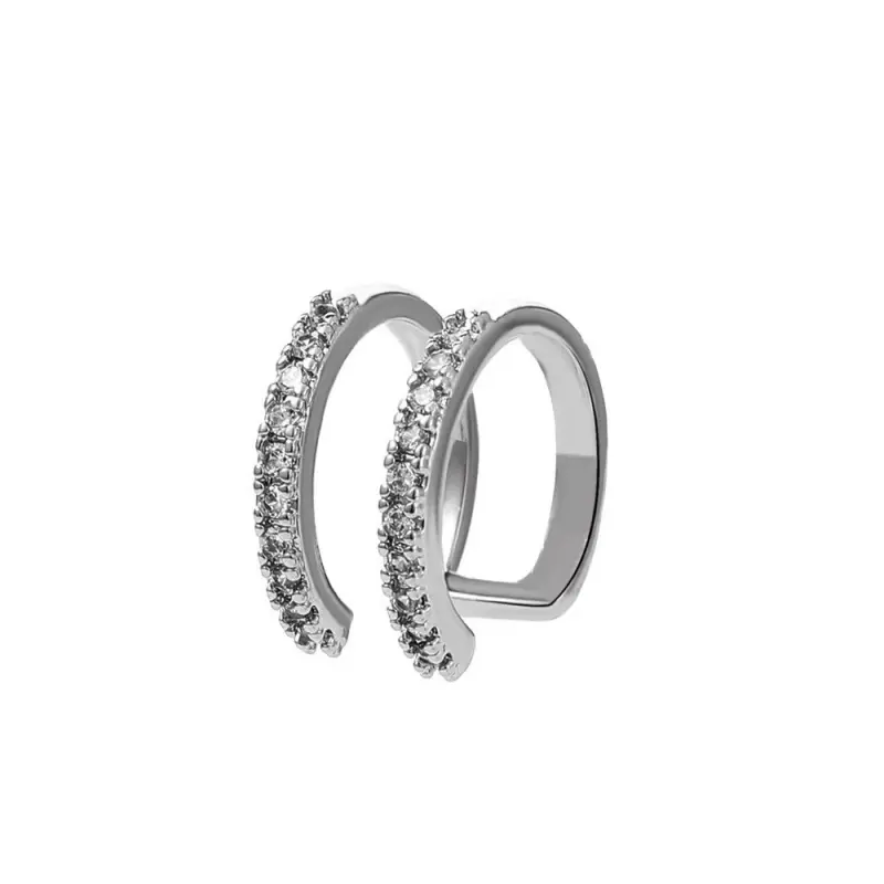 Fashion Double-layer Zircon Ear Cuff No Piercing Earring Trendy Punk Unique Metal Geometric Clip Earring Women Luxury Jewelry