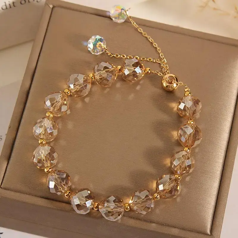 Fashion Artificial Crystal Bracelet New Shiny Stone Beads Rope Chain Adjustable Women Bracelets Jewelry Party Gift