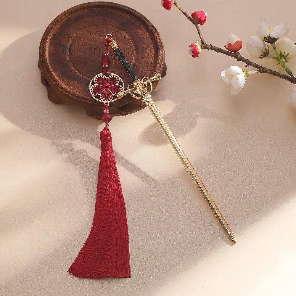 Retro Antique Metal Sword Hairpin Women's Fashion Chinese Simple Creative Pan Hairpin Jewelry Temperament Headwear Accessories