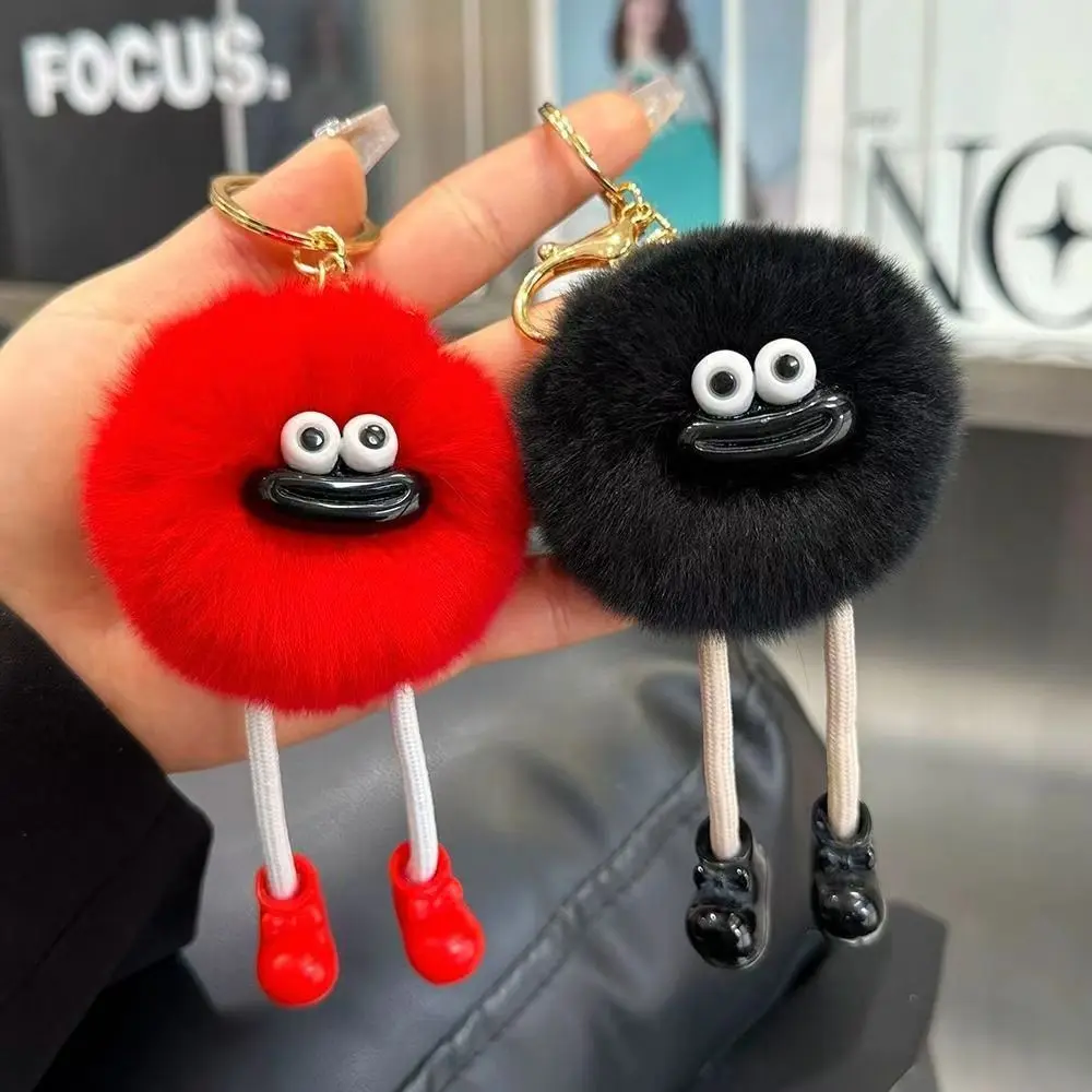 Cute Lazy Rabbit Fur Small Briquettes Fashion Key Chains Small Briquettes Car Keychain Pendant Korean Plush School Bag Pendant