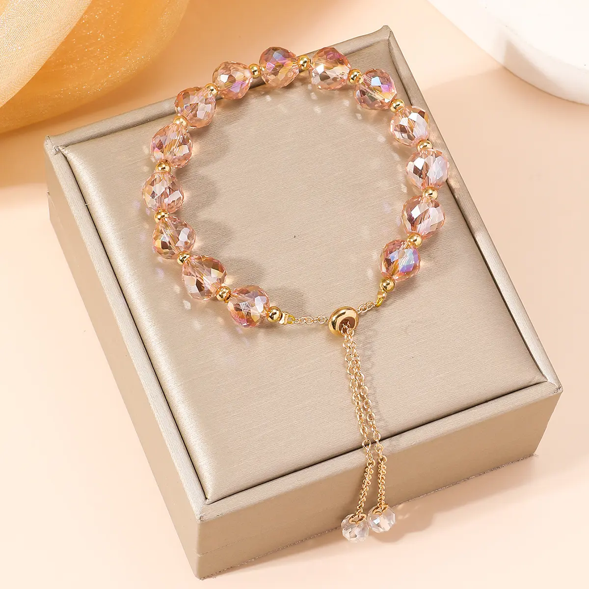 Fashion Artificial Crystal Bracelet New Shiny Stone Beads Rope Chain Adjustable Women Bracelets Jewelry Party Gift