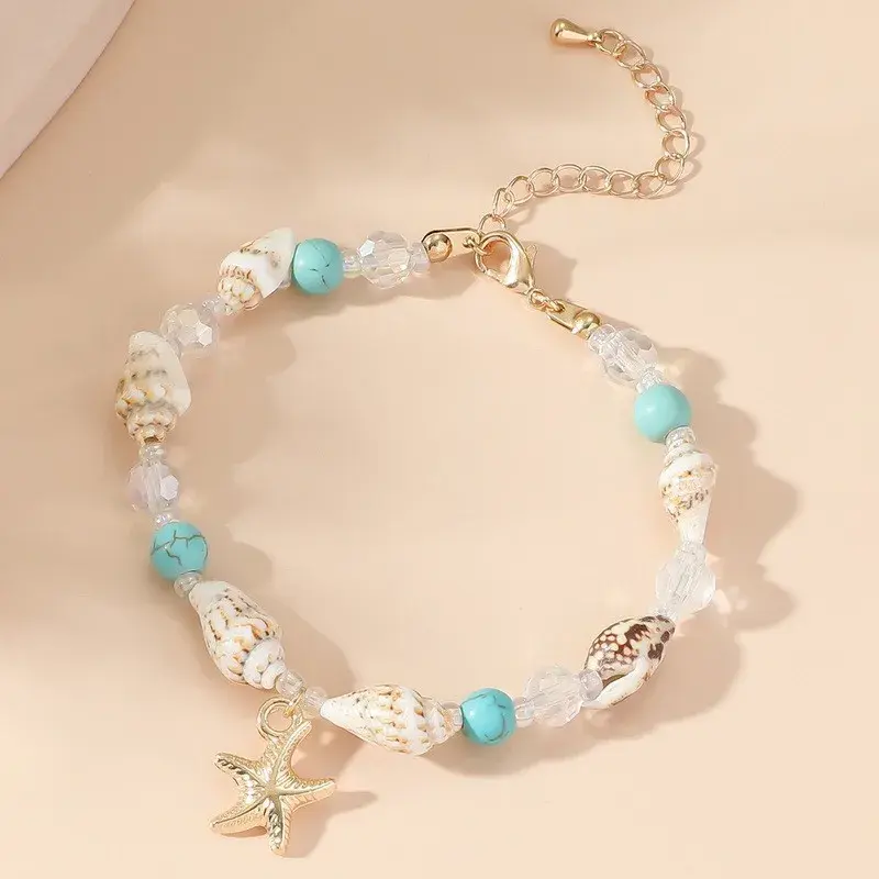 Fashion Bohemian Natural Shell Beads Bracelet Women Sea Star Woven Rope Bracelet Handmade Friendship Beach Holiday Bracelets