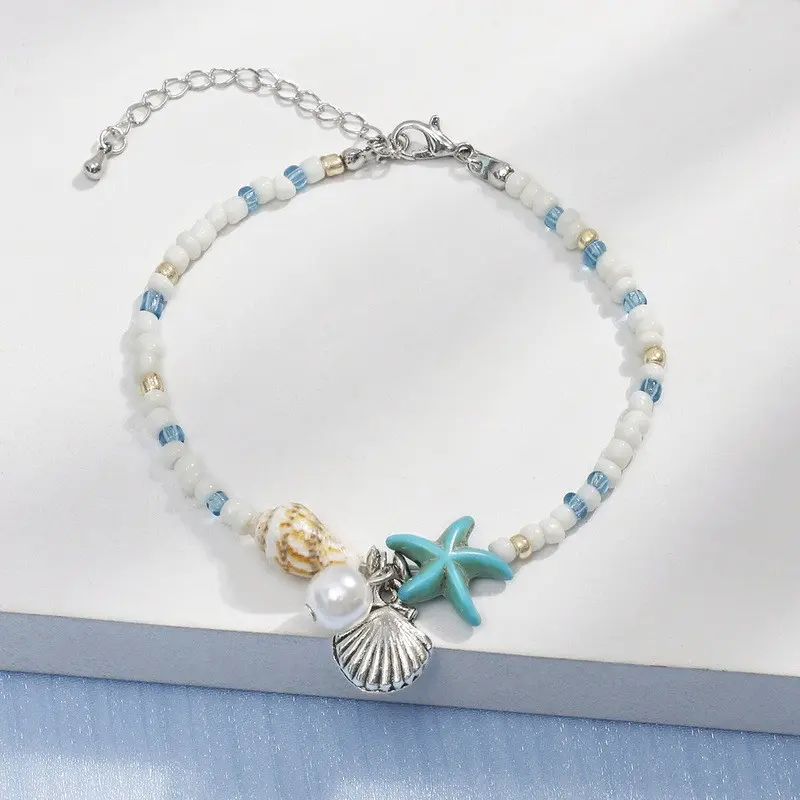 Fashion Bohemian Natural Shell Beads Bracelet Women Sea Star Woven Rope Bracelet Handmade Friendship Beach Holiday Bracelets