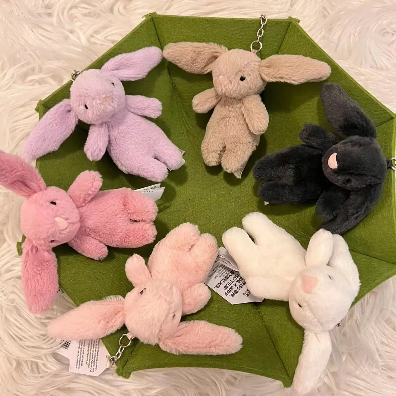 Fashion Stuffed Animals Cute Cartoon Rabbit Keychain Love Pompom Toy Girl Bag Car Key Chains Mobile Phone Pendant Jewelry Gift