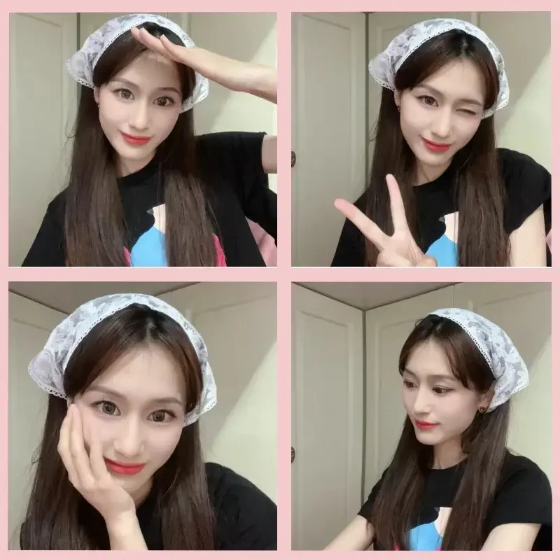 Summer White Woven Floral Lace Hair Scarf Wraps Women Retro Triangle Headscarf Hat Travel Photo Headband Hair Accessories INS