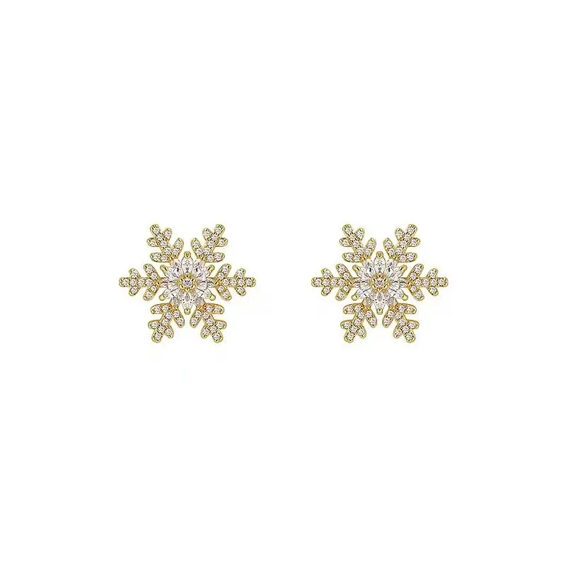 Christmas Snowflake Earrings Elegant Snowflake Stud Earrings for Women Korean Fashion Pearl Crystal Earring Girls Party Jewelry