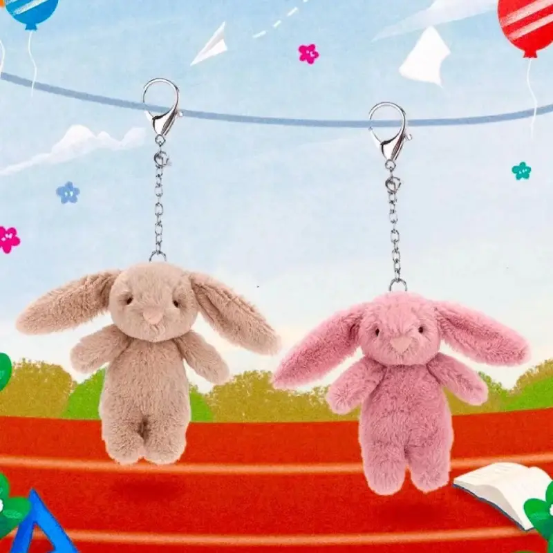 Fashion Stuffed Animals Cute Cartoon Rabbit Keychain Love Pompom Toy Girl Bag Car Key Chains Mobile Phone Pendant Jewelry Gift