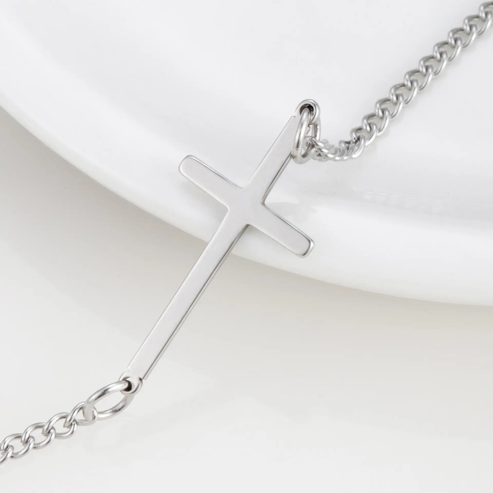 New Fashion Cross Pendant Bracelet Cross Bracelet Stainless Steel Women's Adjustable Link Stacked Layered Chain Bracelets