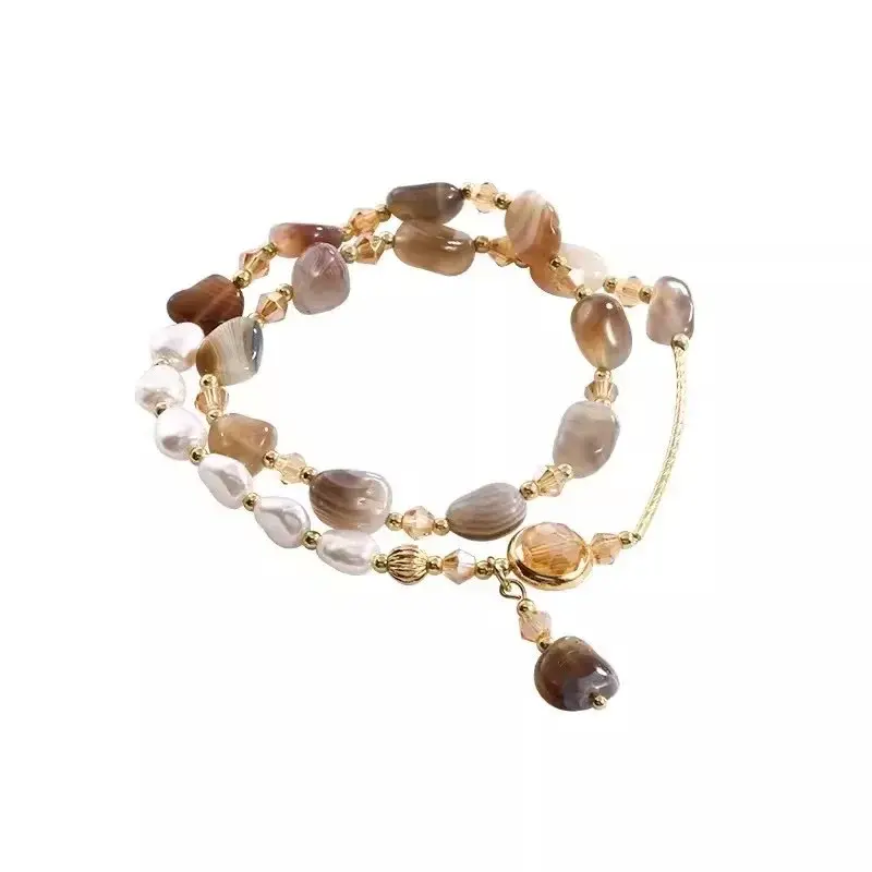 Fashion Double Layered Crystal Pearl Splicing Beaded Bracelets Women Luxury Crystal Beads Wrap Bracelet Bangle Jewelry Gifts