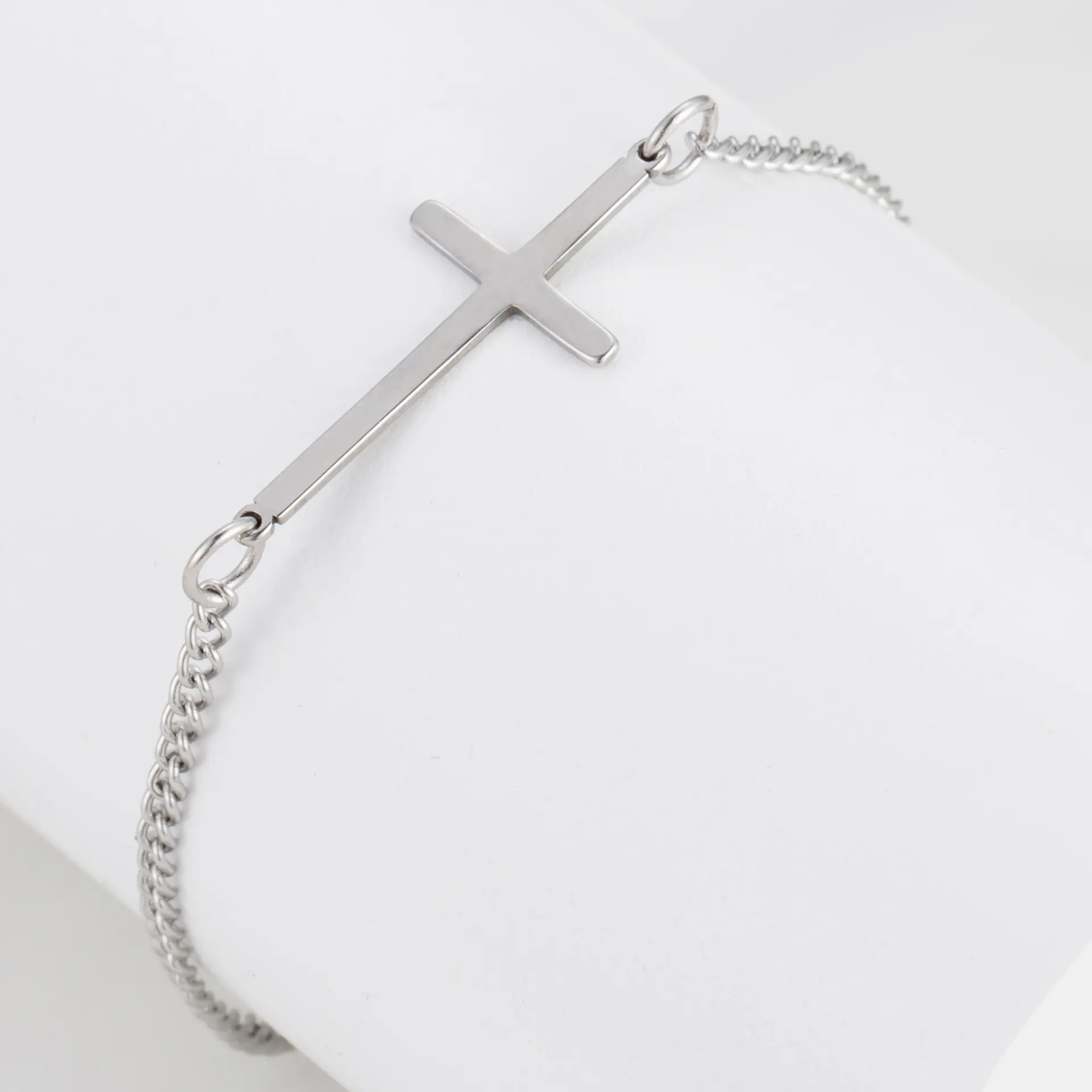 New Fashion Cross Pendant Bracelet Cross Bracelet Stainless Steel Women's Adjustable Link Stacked Layered Chain Bracelets