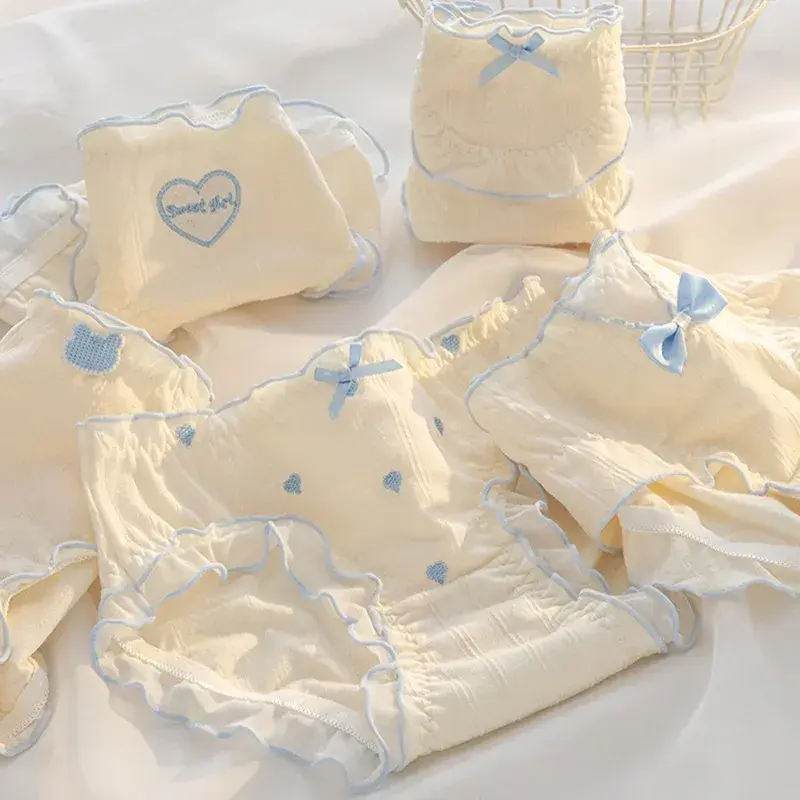Sweet Bow Japanese-style Women's Underwear Cotton Antibacterial Crotch Briefs Cute Sexy Lace Print Underpants Female Panties