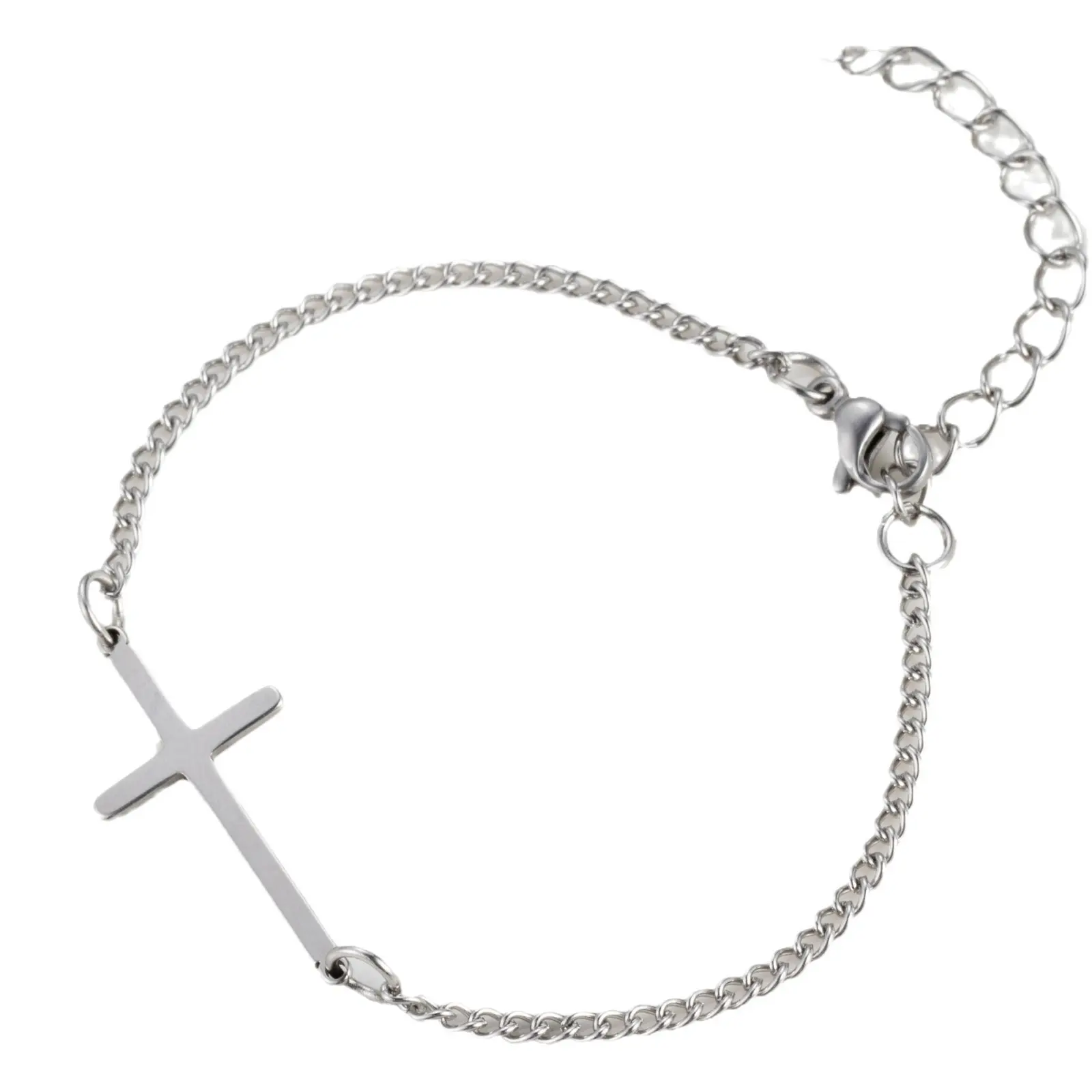 New Fashion Cross Pendant Bracelet Cross Bracelet Stainless Steel Women's Adjustable Link Stacked Layered Chain Bracelets