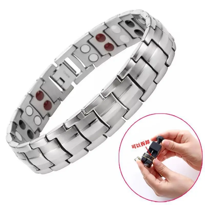 Fashion Stainless Steel Men Bracelet Magnetic Adjustable Men's Bracelet with Regulator Jewelry Ferromagnetic Material