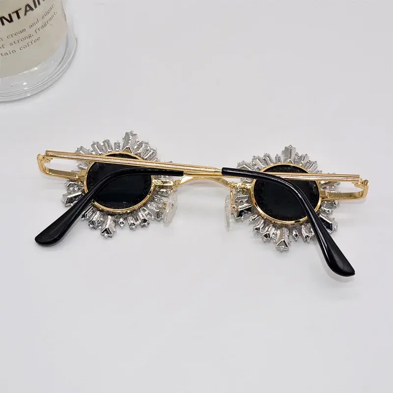 Round Dimond Sunglasses Children Crystals Sexy Girls Sun Glasses Rhinestone Child Shades for Party Oculos De Sol Feminino