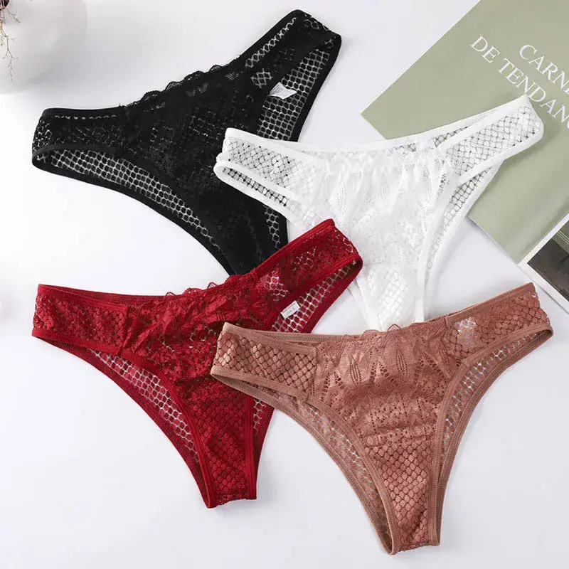 New Women's Men Sexy Lace Fashion Panties Low Waist Transparent Underwear Female Comfortable Temptation Intimates Thong Lingerie