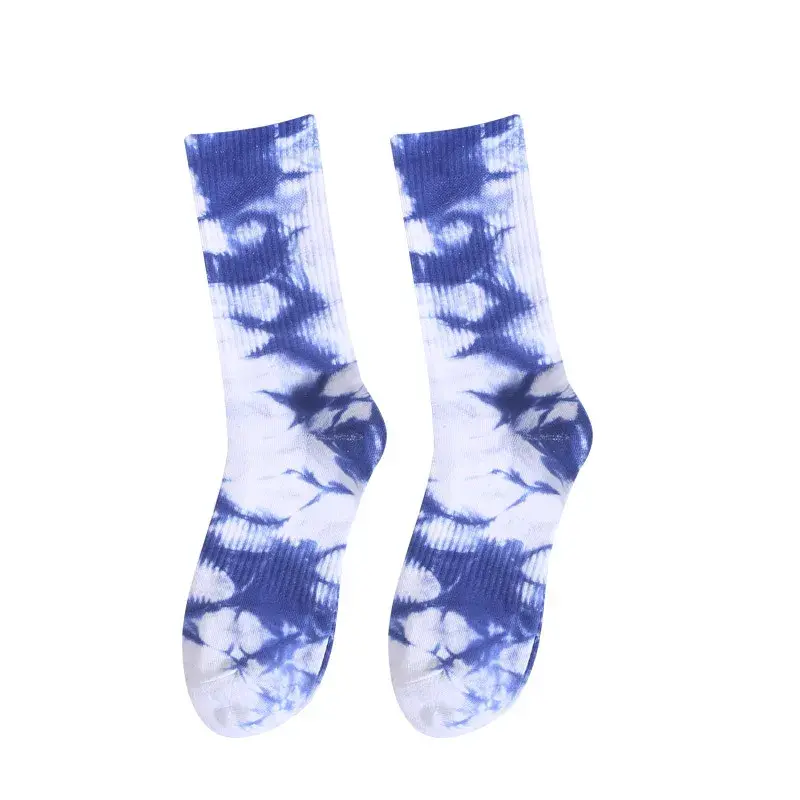Street Trendy Hip Hop Style Men's and Women's Tie-dye Socks, Cotton, Solid Color, Used for Sports Basketball, Skateboarding
