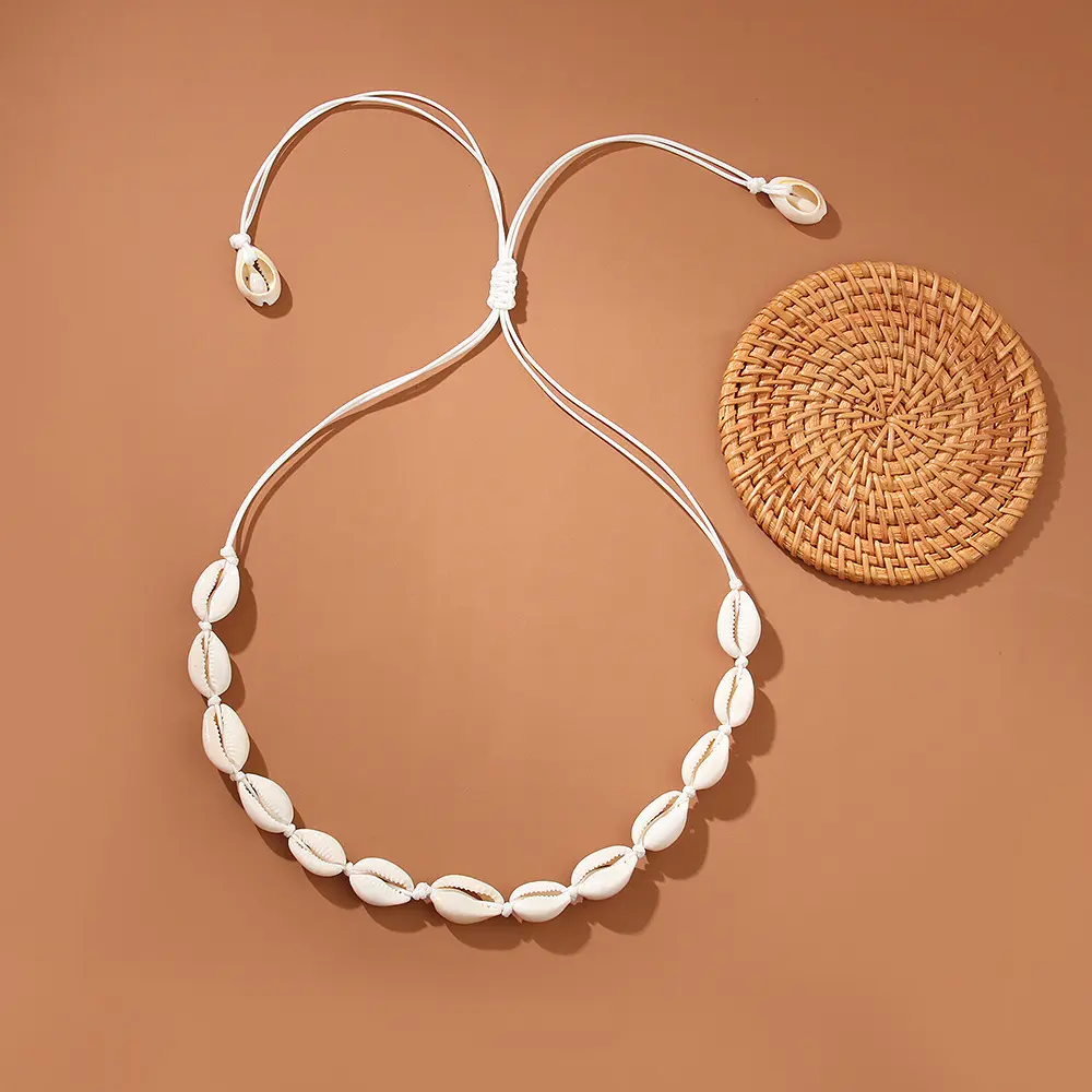 Fashion Boho Beach Bohemian Shell Choker Necklaces Women Girls Hand Woven Necklace Jewelry Chained Shell Pendants Necklace