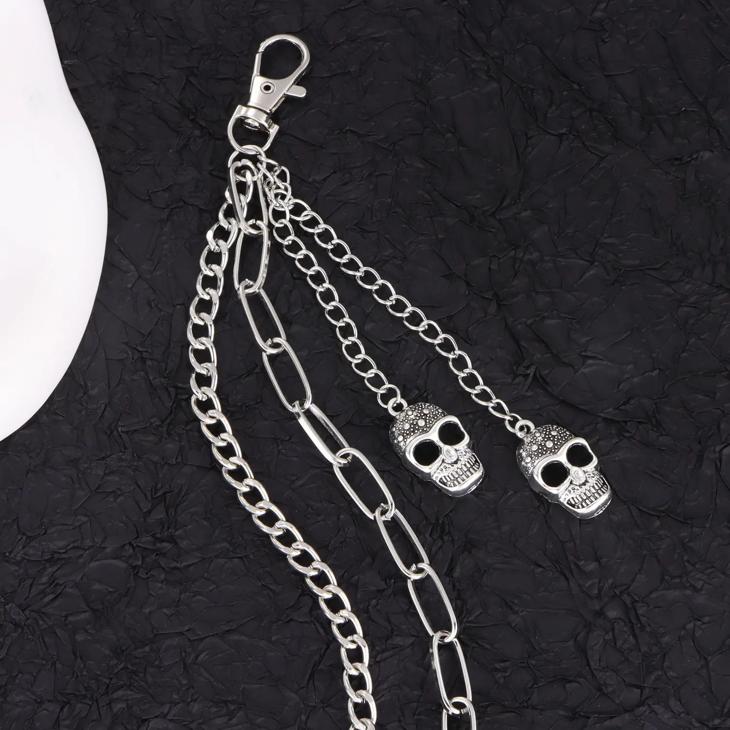 New Metal Skull Punk Rock Layered Chain Keychains Men Women Waist Key Chain Jeans Hip-hop Pants Belt Chains Jewelry Accessories