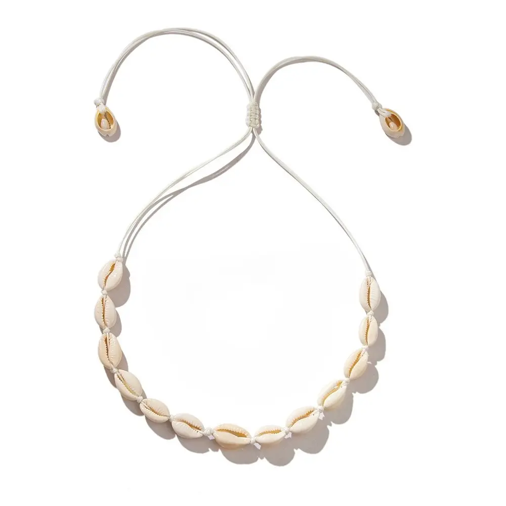 Fashion Boho Beach Bohemian Shell Choker Necklaces Women Girls Hand Woven Necklace Jewelry Chained Shell Pendants Necklace