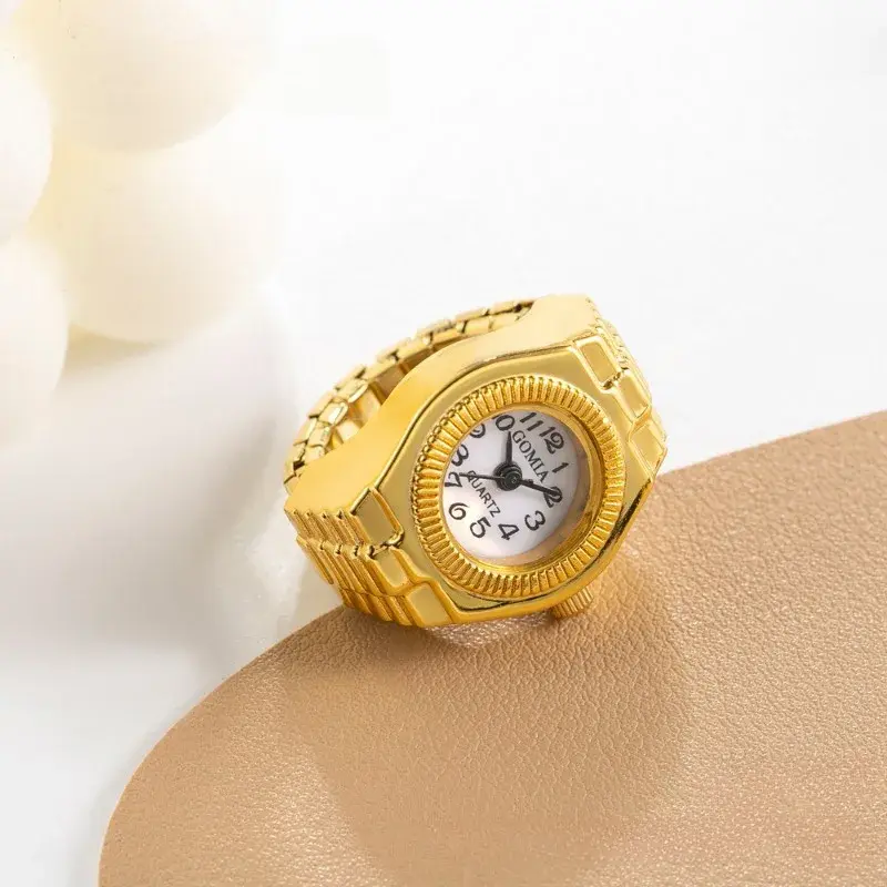 Fashion Creative Design Men's and Women's Finger Ring Watch Rivet Peach Heart Retro Ring Watch Men's and Women's Party Jewelry