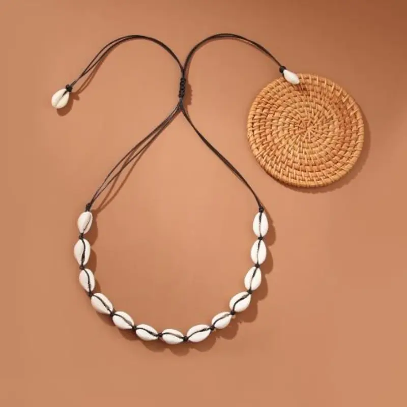 Fashion Boho Beach Bohemian Shell Choker Necklaces Women Girls Hand Woven Necklace Jewelry Chained Shell Pendants Necklace