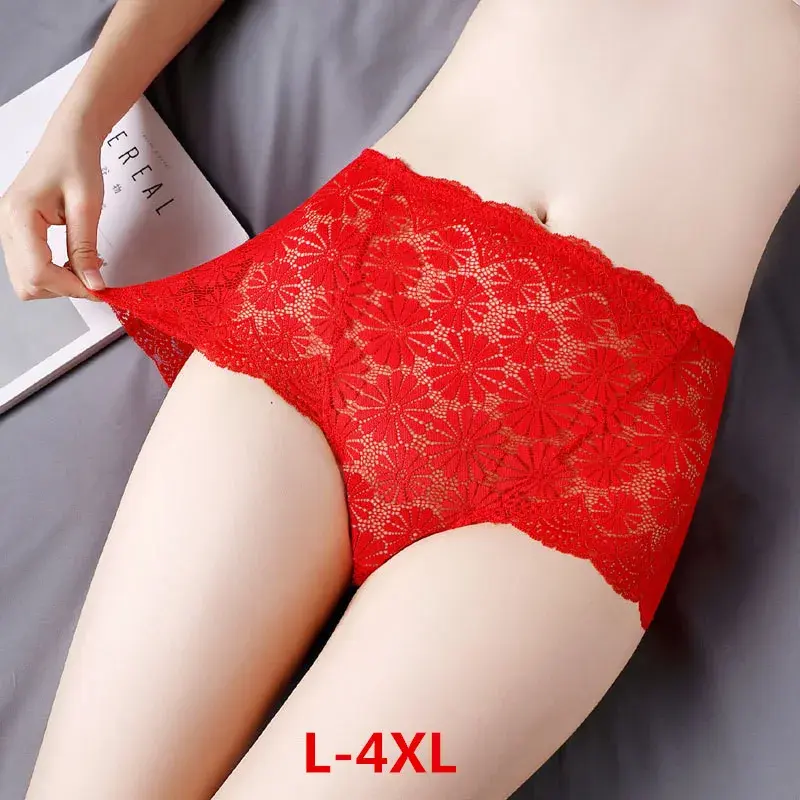 Underwear Women High-waisted Sexy Lingerie Women Hollowed-out Lace Plus Size Panties Briefs Ropa Interior Femenina Ropa Mujer