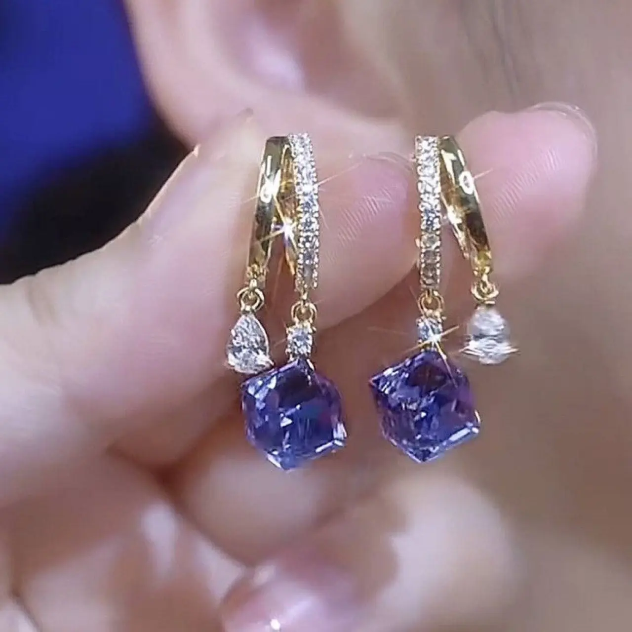 Fashion Geometric Square Crystal Zircon Dangle Earrings for Women Exquisite Luxury Wedding Party Earrings Jewelry Birthday Gifts