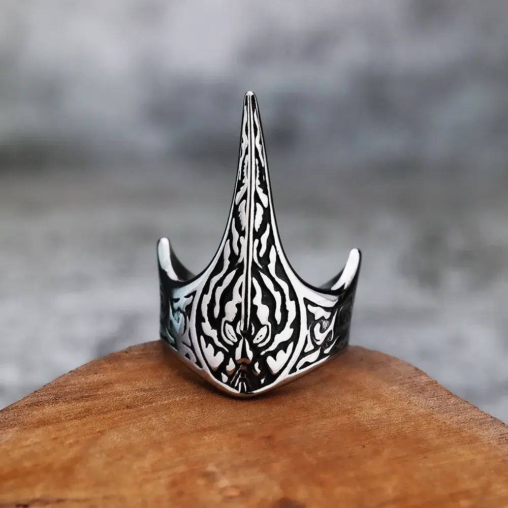 Retro Flame Emblem Odin Crow Ring for Men Silver Color Punk Gothic Adjustable Ring Handmade Biker Jewelry Accessories Man Gift
