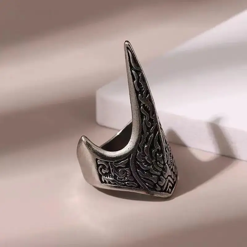 Retro Flame Emblem Odin Crow Ring for Men Silver Color Punk Gothic Adjustable Ring Handmade Biker Jewelry Accessories Man Gift