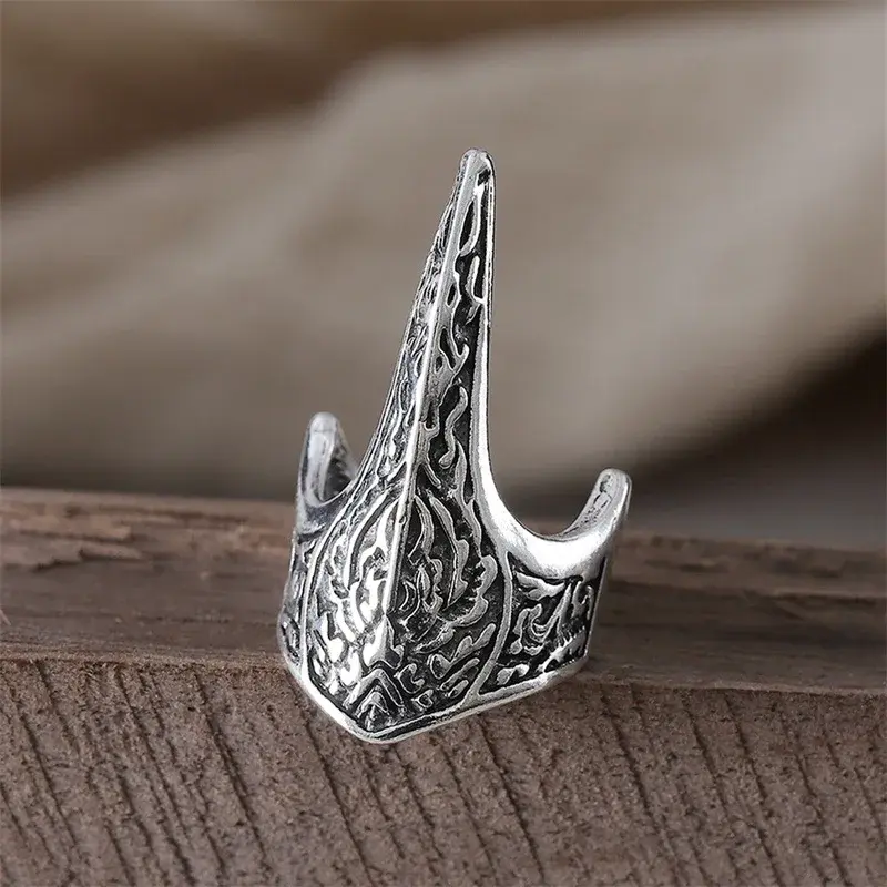 Retro Flame Emblem Odin Crow Ring for Men Silver Color Punk Gothic Adjustable Ring Handmade Biker Jewelry Accessories Man Gift