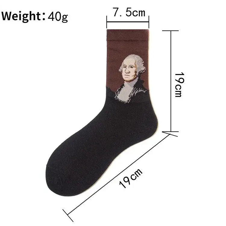 New Vintage Funny Socks Women Mona Lisa Ladies Creative Socks Happy Starry Sky Japanese Harajuku Hosiery Van Gogh New Fashion
